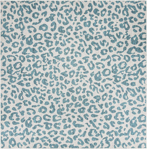 Teal 10' 8 x 10' 8 Outdoor Safari Square Area Rug Weather Resistant for Patio, Deck, Terrace, Balcony, Porch Animal Print Wildlife Nature Carpet for Sale at Rug Engine