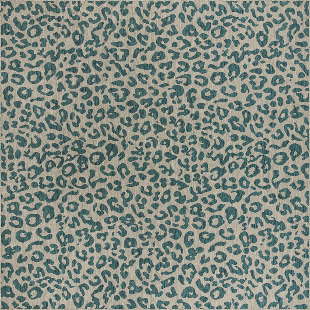 Teal 13' 1 x 13' 1 Outdoor Safari Square Area Rug Weather Resistant for Patio, Deck, Terrace, Balcony, Porch Animal Print Wildlife Nature Carpet for Sale at Rug Engine