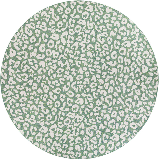 Green Blue 13' 1 x 13' 1 Outdoor Safari Round Area Rug Weather Resistant for Patio, Deck, Terrace, Balcony, Porch Animal Print Wildlife Nature Carpet for Sale at Rug Engine