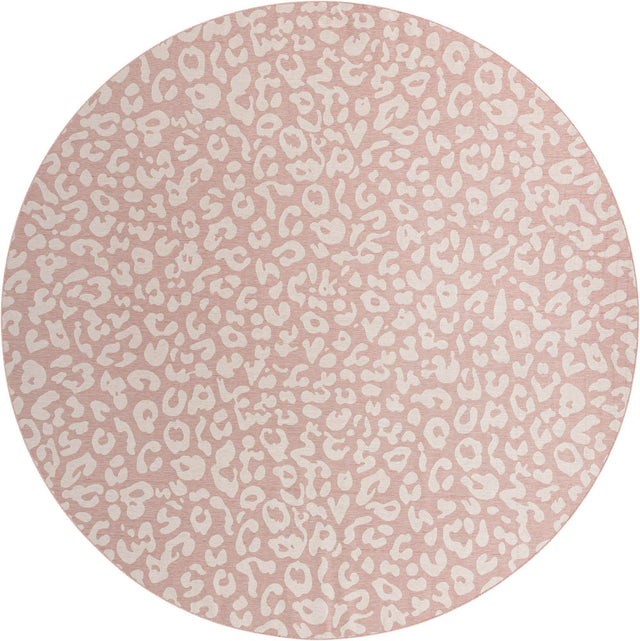 Pink Ivory 13' 1 x 13' 1 Outdoor Safari Round Area Rug Weather Resistant for Patio, Deck, Terrace, Balcony, Porch Animal Print Wildlife Nature Carpet for Sale at Rug Engine