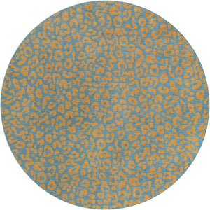 Blue Yellow 13' 1 x 13' 1 Outdoor Safari Round Area Rug Weather Resistant for Patio, Deck, Terrace, Balcony, Porch Animal Print Wildlife Nature Carpet for Sale at Rug Engine