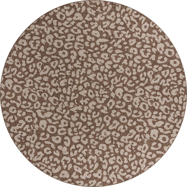 Brown 13' 1 x 13' 1 Outdoor Safari Round Area Rug Weather Resistant for Patio, Deck, Terrace, Balcony, Porch Animal Print Wildlife Nature Carpet for Sale at Rug Engine