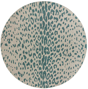 Teal 13' 1 x 13' 1 Outdoor Safari Round Area Rug Weather Resistant for Patio, Deck, Terrace, Balcony, Porch Animal Print Wildlife Nature Carpet for Sale at Rug Engine