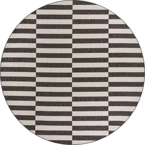 Charcoal 13' 1 x 13' 1 Outdoor Striped Round Area Rug Weather Resistant for Patio, Deck, Terrace, Balcony, Porch Geometric Pattern Waterproof Carpet for Sale at Rug Engine