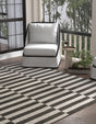 Charcoal 13' 1 x 13' 1 Outdoor Striped Square Area Rug Weather Resistant for Patio, Deck, Terrace, Balcony, Porch Geometric Pattern Waterproof Carpet for Sale at Rug Engine