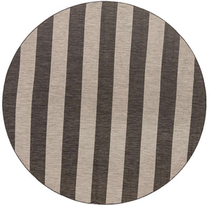Charcoal Gray 10' 8 x 10' 8 Outdoor Striped Round Area Rug Weather Resistant for Patio, Deck, Terrace, Balcony, Porch Geometric Pattern Waterproof Carpet for Sale at Rug Engine