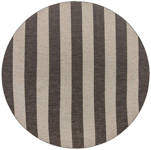 Charcoal Gray 13' 1 x 13' 1 Outdoor Striped Round Area Rug Weather Resistant for Patio, Deck, Terrace, Balcony, Porch Geometric Pattern Waterproof Carpet for Sale at Rug Engine