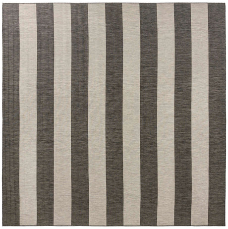 Charcoal Gray 13' 1 x 13' 1 Outdoor Striped Square Area Rug Weather Resistant for Patio, Deck, Terrace, Balcony, Porch Geometric Pattern Waterproof Carpet for Sale at Rug Engine