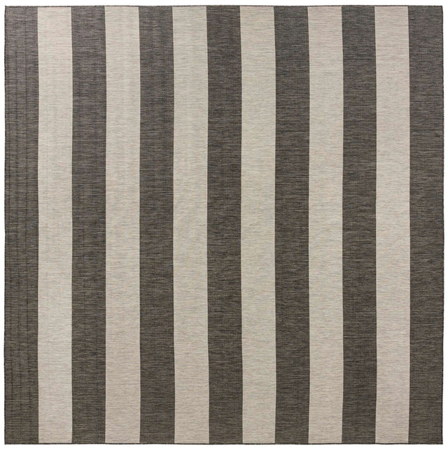 Charcoal Gray 13' 1 x 13' 1 Outdoor Striped Square Area Rug Weather Resistant for Patio, Deck, Terrace, Balcony, Porch Geometric Pattern Waterproof Carpet for Sale at Rug Engine