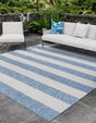 Blue 13' 1 x 13' 1 Outdoor Striped Square Area Rug Weather Resistant for Patio, Deck, Terrace, Balcony, Porch Geometric Pattern Waterproof Carpet for Sale at Rug Engine
