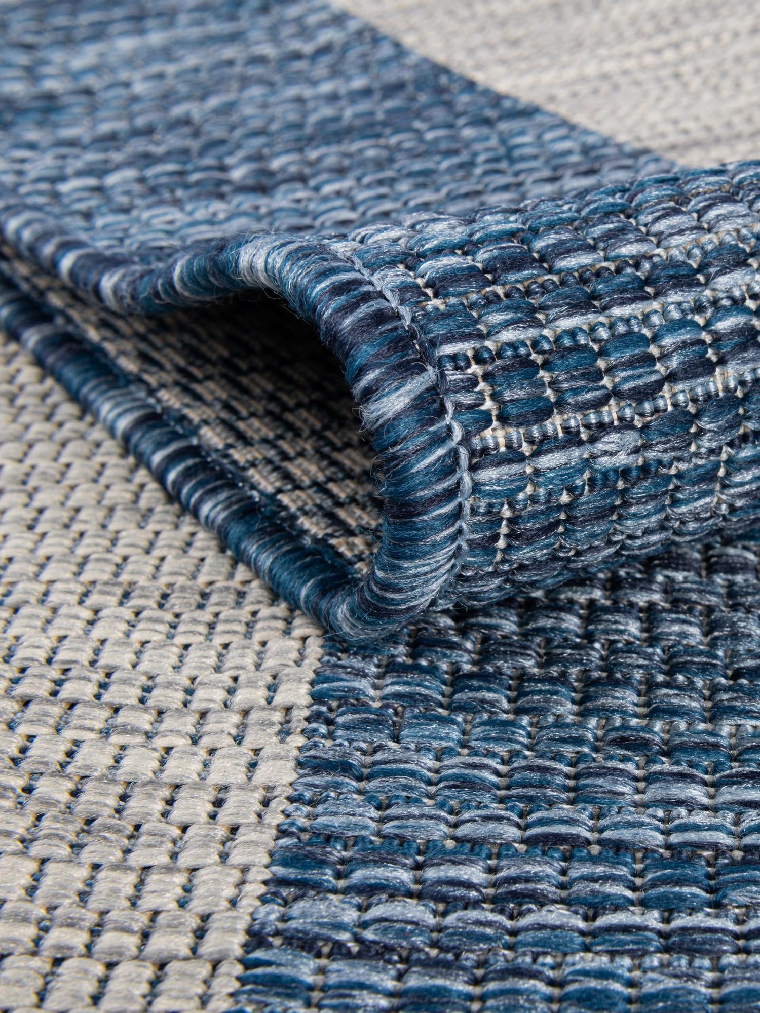 Blue 10' 8 x 10' 8 Outdoor Striped Square Area Rug Weather Resistant for Patio, Deck, Terrace, Balcony, Porch Geometric Pattern Waterproof Carpet for Sale at Rug Engine