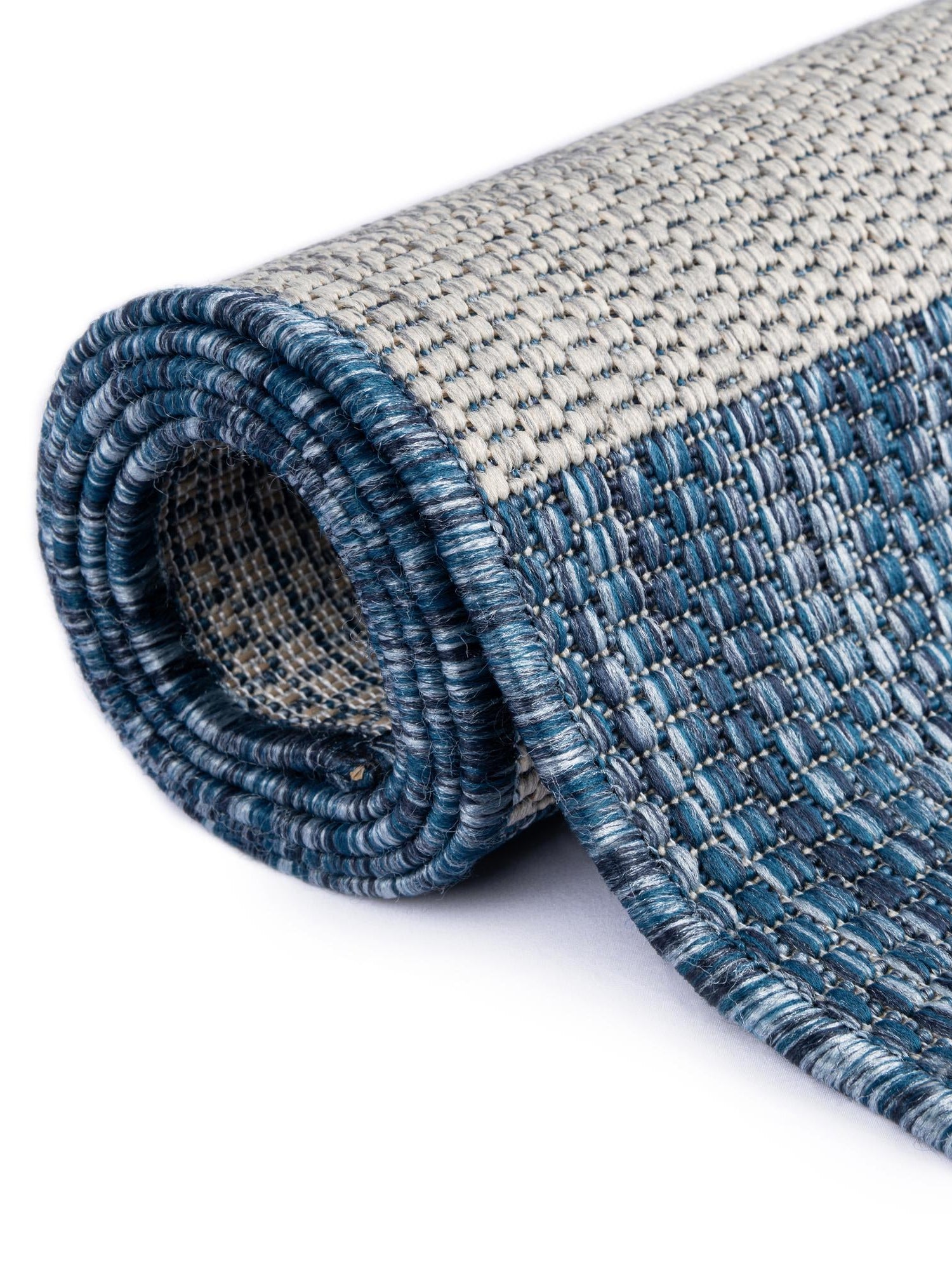 Blue 7' 10 x 7' 10 Outdoor Striped Square Area Rug Weather Resistant for Patio, Deck, Terrace, Balcony, Porch Geometric Pattern Waterproof Carpet for Sale at Rug Engine