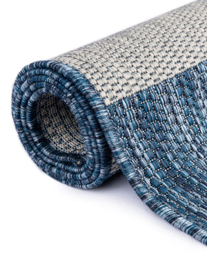 Blue 5' 3 x 5' 3 Outdoor Striped Square Area Rug Weather Resistant for Patio, Deck, Terrace, Balcony, Porch Geometric Pattern Waterproof Carpet for Sale at Rug Engine