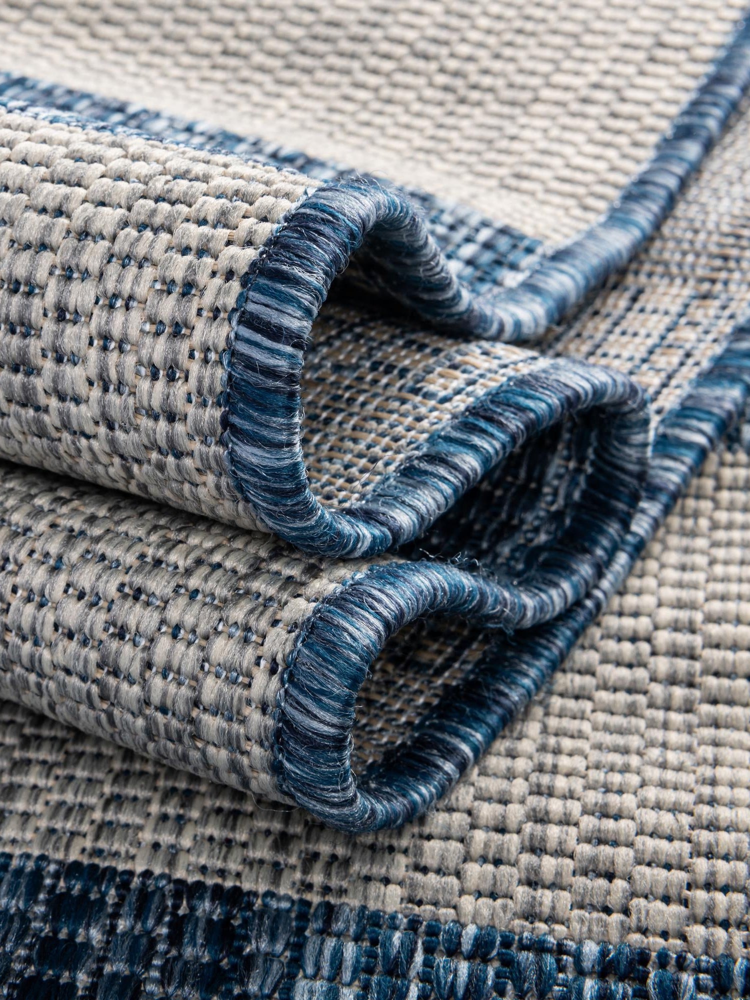Blue 5' 3 x 5' 3 Outdoor Striped Square Area Rug Weather Resistant for Patio, Deck, Terrace, Balcony, Porch Geometric Pattern Waterproof Carpet for Sale at Rug Engine