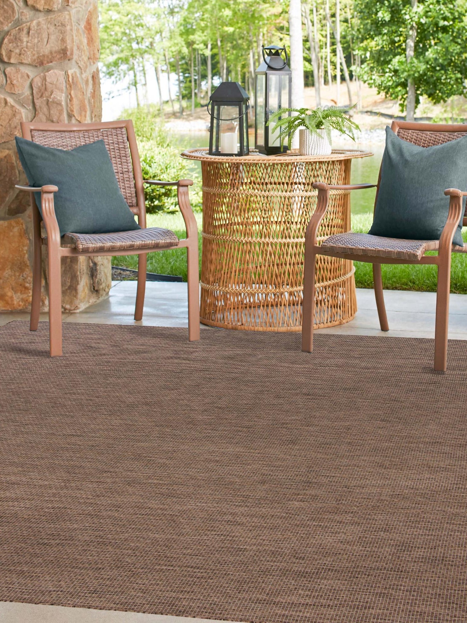 Light Brown 6' 1 x 6' 1 Outdoor Solid Square Area Rug Weather Resistant for Patio, Deck, Terrace, Balcony, Porch 100% Polypropylene Minimalist Waterproof Carpet for Sale at Rug Engine