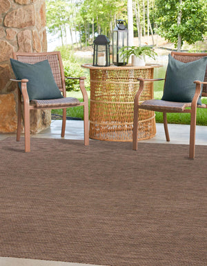 Light Brown 6' 1 x 6' 1 Outdoor Solid Square Rug