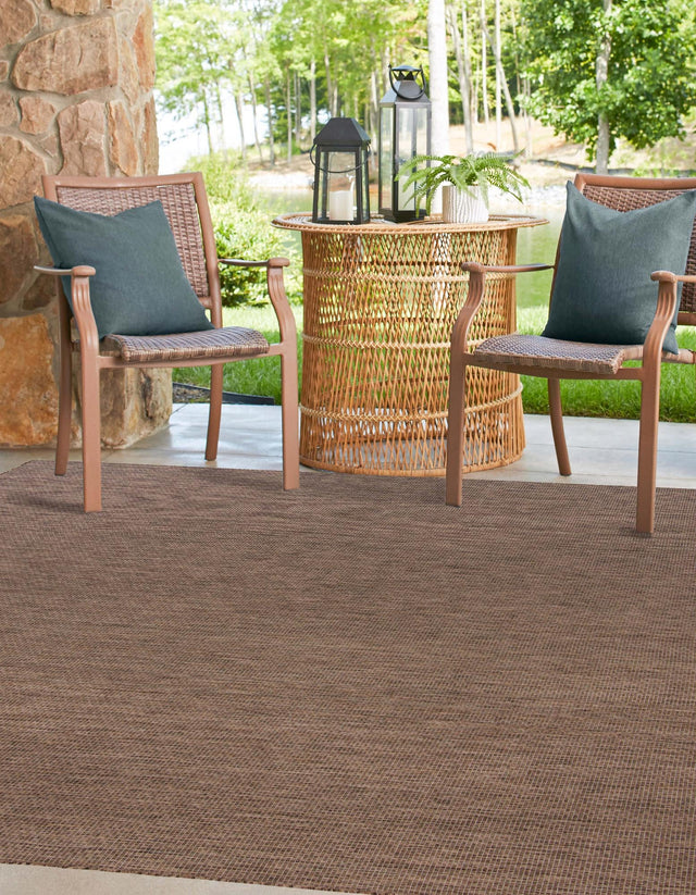 Light Brown 6' 1 x 6' 1 Outdoor Solid Square Rug
