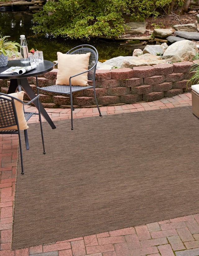 Light Brown 6' 1 x 6' 1 Outdoor Solid Square Rug