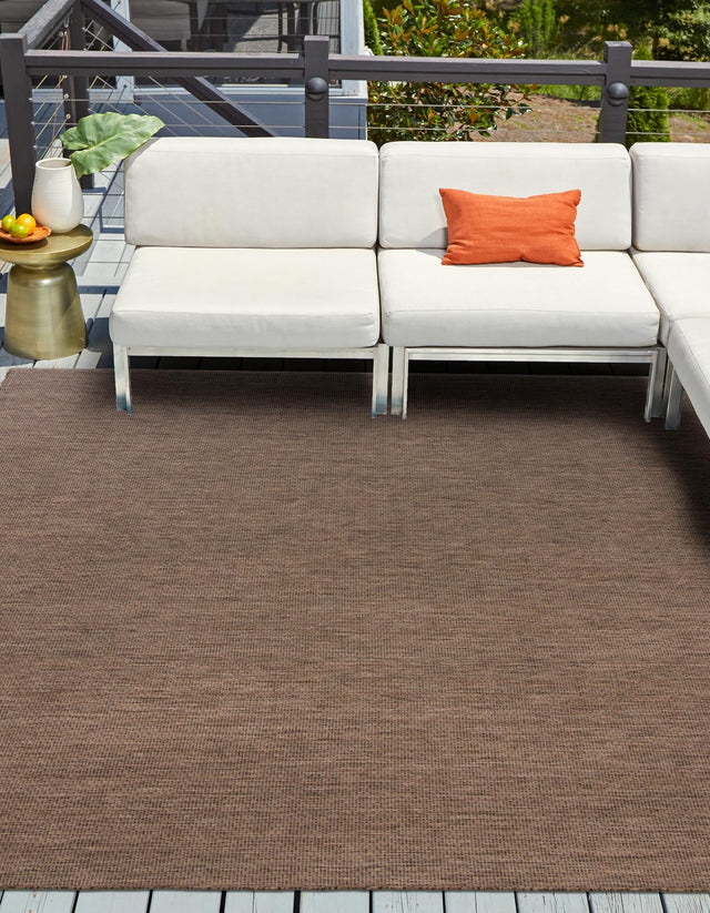 Light Brown 6' 1 x 6' 1 Outdoor Solid Square Rug