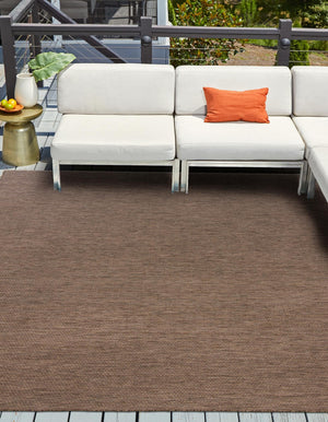 Light Brown 10' x 10' Outdoor Solid Square Area Rug Weather Resistant for Patio, Deck, Terrace, Balcony, Porch 100% Polypropylene Minimalist Waterproof Carpet for Sale at Rug Engine