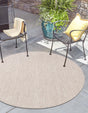 Beige 6' 1 x 6' 1 Outdoor Solid Round Rug