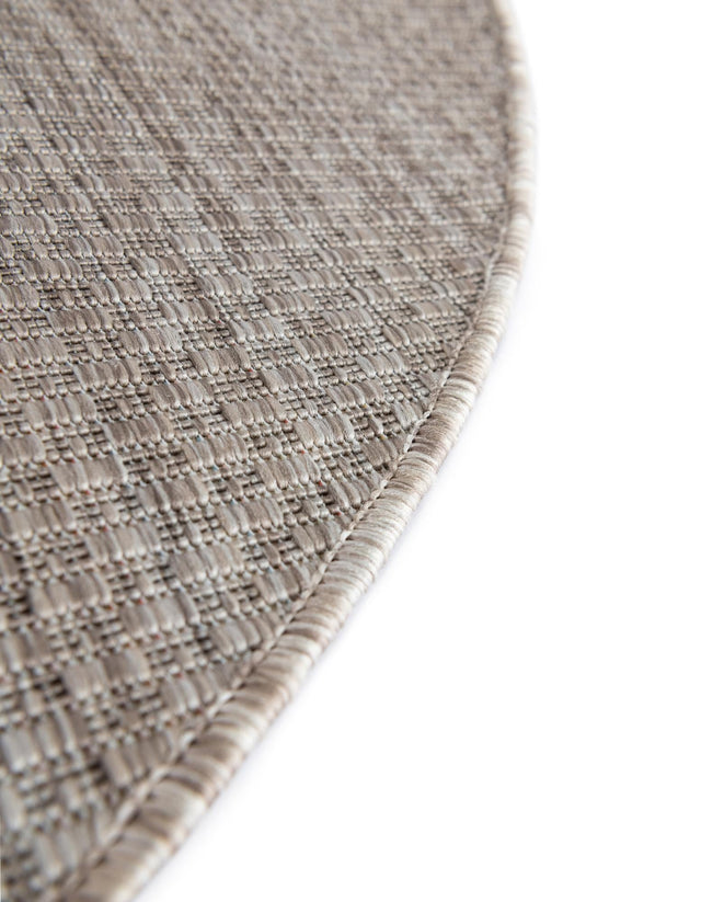 Beige 6' 1 x 6' 1 Outdoor Solid Round Rug