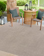 Beige 6' 1 x 6' 1 Outdoor Solid Square Rug