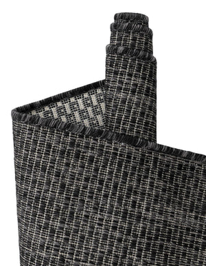 Black 3' 1 x 3' 1 Outdoor Solid Round Rug