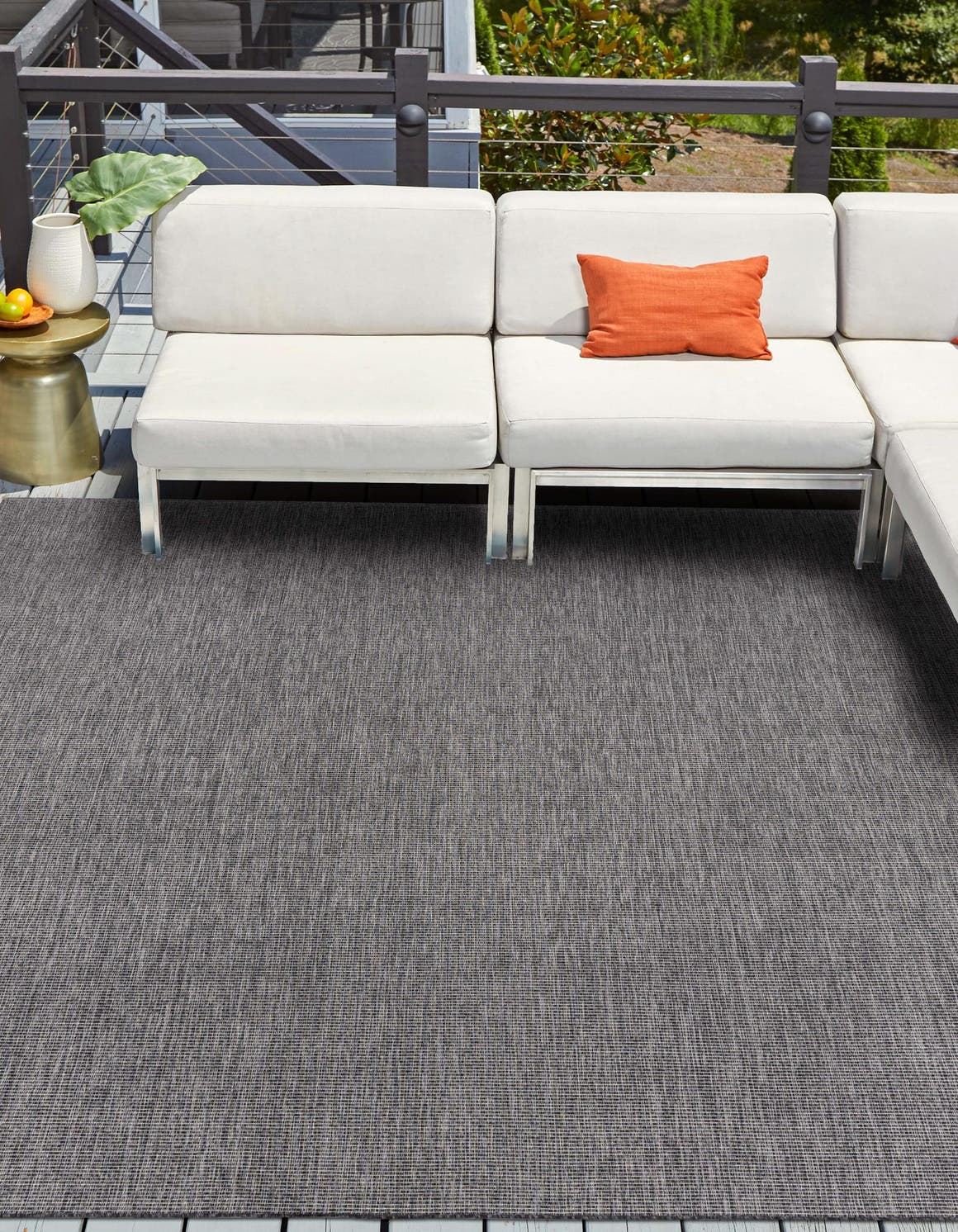 Black 10' x 10' Outdoor Solid Square Area Rug Weather Resistant for Patio, Deck, Terrace, Balcony, Porch 100% Polypropylene Minimalist Waterproof Carpet for Sale at Rug Engine