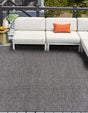 Black 7' 10 x 7' 10 Outdoor Solid Square Area Rug Weather Resistant for Patio, Deck, Terrace, Balcony, Porch 100% Polypropylene Minimalist Waterproof Carpet for Sale at Rug Engine