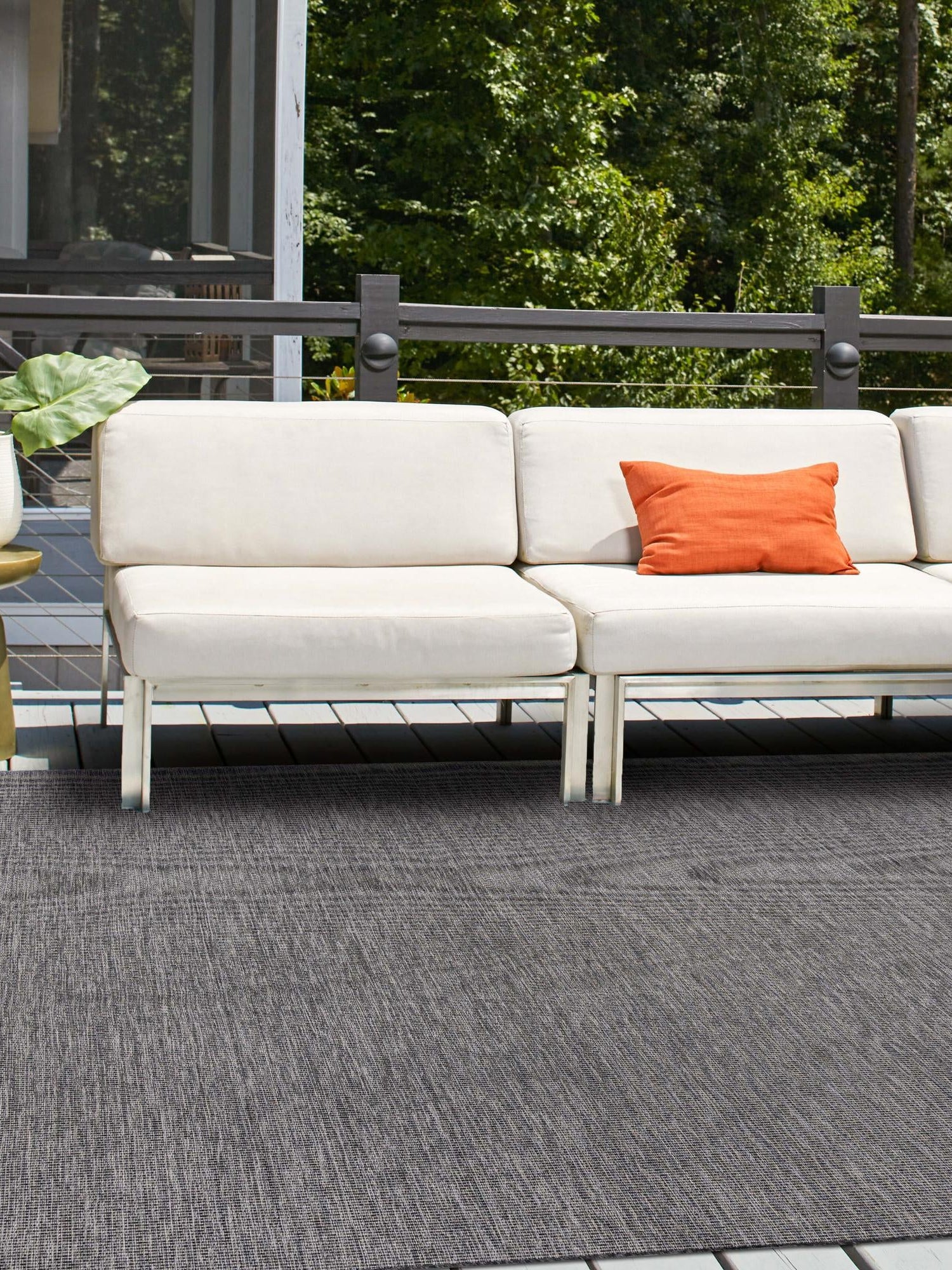 Black 10' x 10' Outdoor Solid Square Area Rug Weather Resistant for Patio, Deck, Terrace, Balcony, Porch 100% Polypropylene Minimalist Waterproof Carpet for Sale at Rug Engine