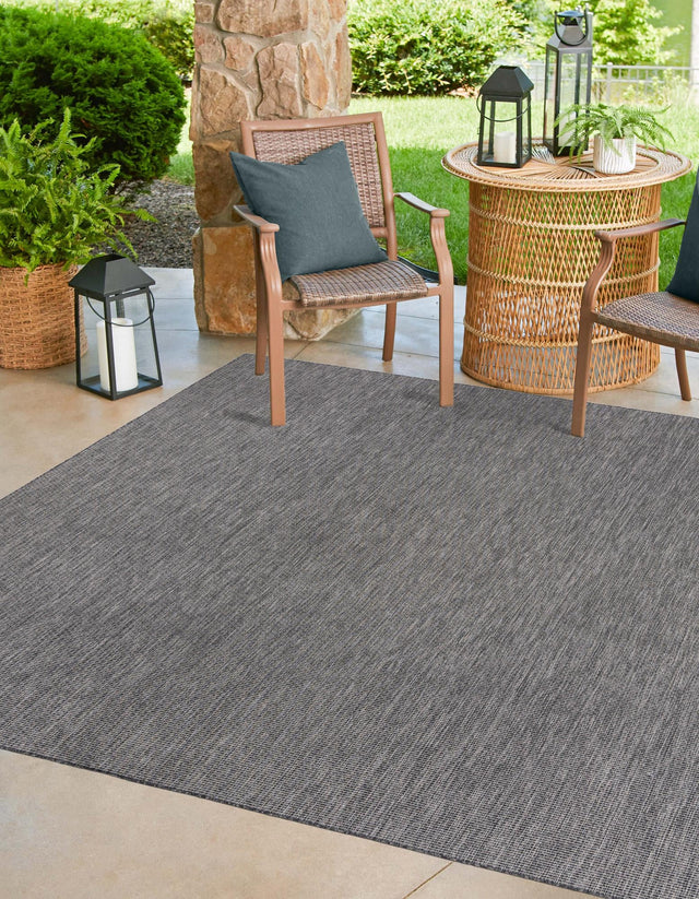 Black 5' 3 x 5' 3 Outdoor Solid Square Rug
