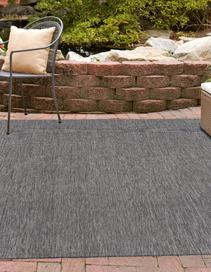 Black 5' 3 x 5' 3 Outdoor Solid Square Rug