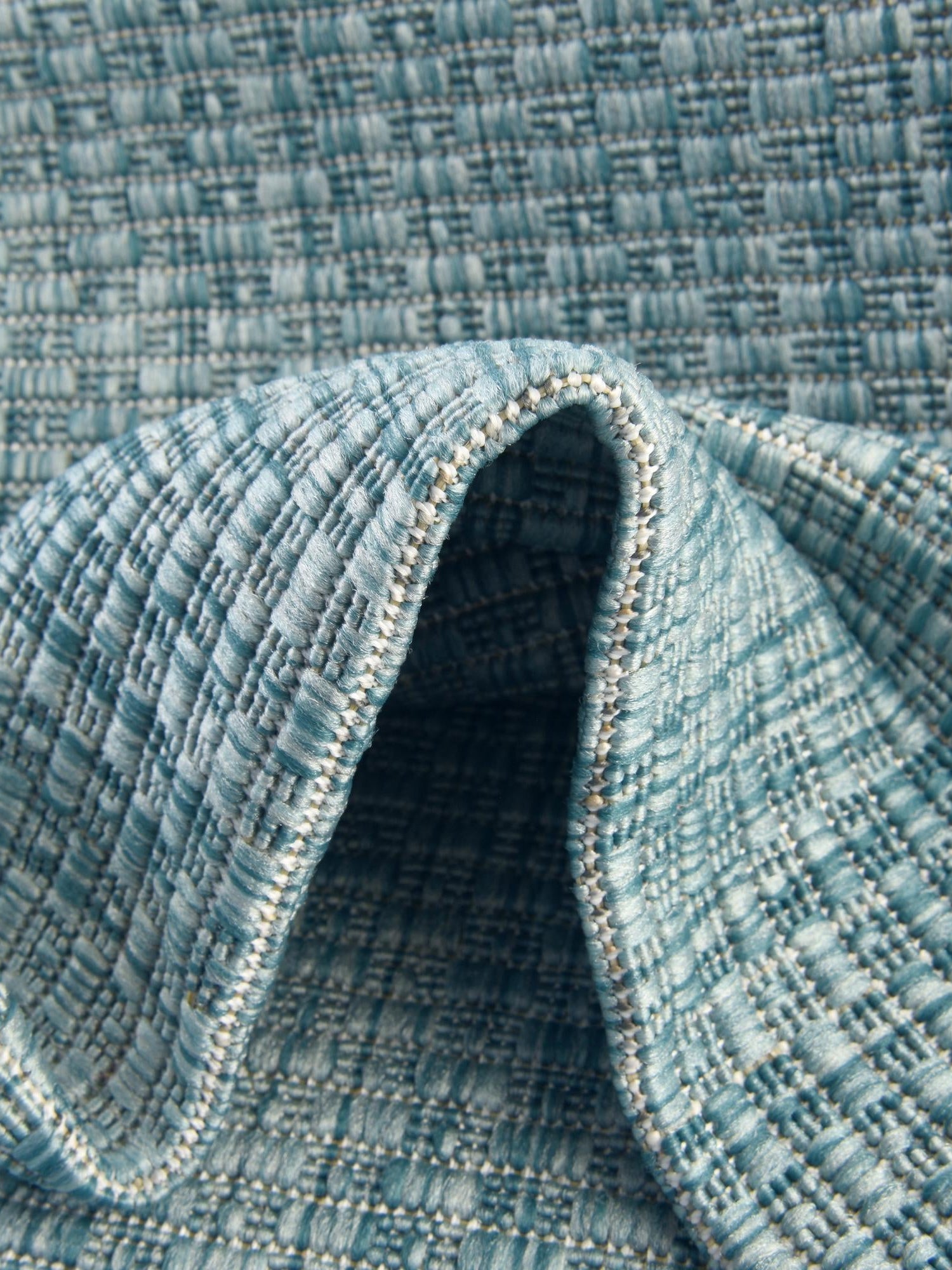 Aquamarine 10' 8 x 10' 8 Outdoor Solid Round Area Rug Weather Resistant for Patio, Deck, Terrace, Balcony, Porch 100% Polypropylene Minimalist Waterproof Carpet for Sale at Rug Engine