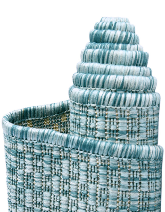 Aquamarine 13' 1 x 13' 1 Outdoor Solid Round Area Rug Weather Resistant for Patio, Deck, Terrace, Balcony, Porch 100% Polypropylene Minimalist Waterproof Carpet for Sale at Rug Engine