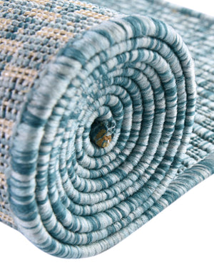 Aquamarine 13' 1 x 13' 1 Outdoor Solid Round Area Rug Weather Resistant for Patio, Deck, Terrace, Balcony, Porch 100% Polypropylene Minimalist Waterproof Carpet for Sale at Rug Engine