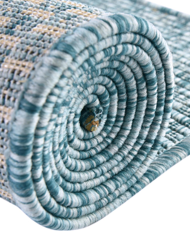 Aquamarine 13' 1 x 13' 1 Outdoor Solid Round Area Rug Weather Resistant for Patio, Deck, Terrace, Balcony, Porch 100% Polypropylene Minimalist Waterproof Carpet for Sale at Rug Engine