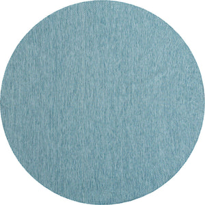 Aquamarine 13' 1 x 13' 1 Outdoor Solid Round Area Rug Weather Resistant for Patio, Deck, Terrace, Balcony, Porch 100% Polypropylene Minimalist Waterproof Carpet for Sale at Rug Engine