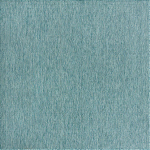 Aquamarine 10' 8 x 10' 8 Outdoor Solid Square Area Rug Weather Resistant for Patio, Deck, Terrace, Balcony, Porch 100% Polypropylene Minimalist Waterproof Carpet for Sale at Rug Engine