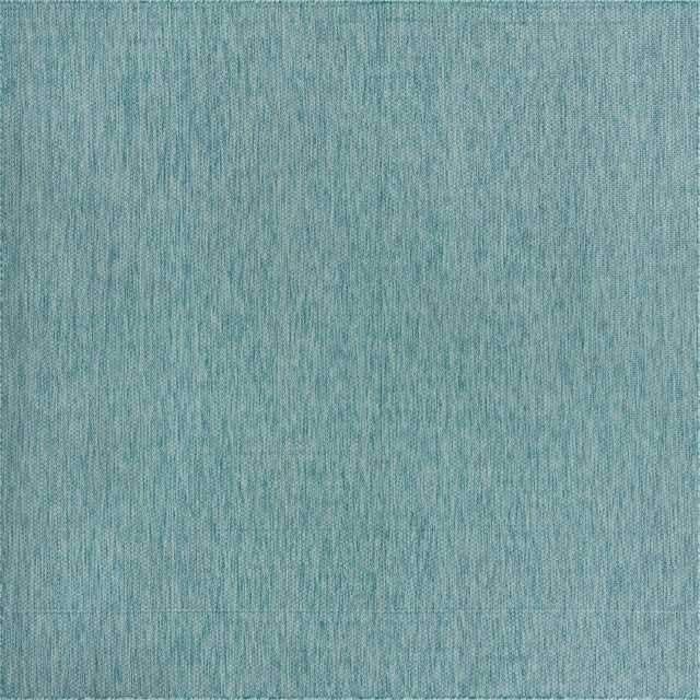 Aquamarine 10' 8 x 10' 8 Outdoor Solid Square Area Rug Weather Resistant for Patio, Deck, Terrace, Balcony, Porch 100% Polypropylene Minimalist Waterproof Carpet for Sale at Rug Engine