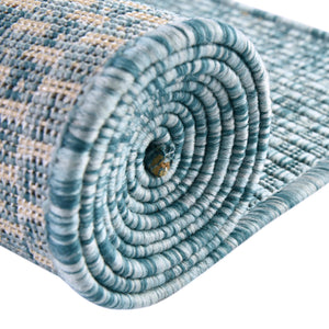 Aquamarine 10' 8 x 10' 8 Outdoor Solid Square Area Rug Weather Resistant for Patio, Deck, Terrace, Balcony, Porch 100% Polypropylene Minimalist Waterproof Carpet for Sale at Rug Engine