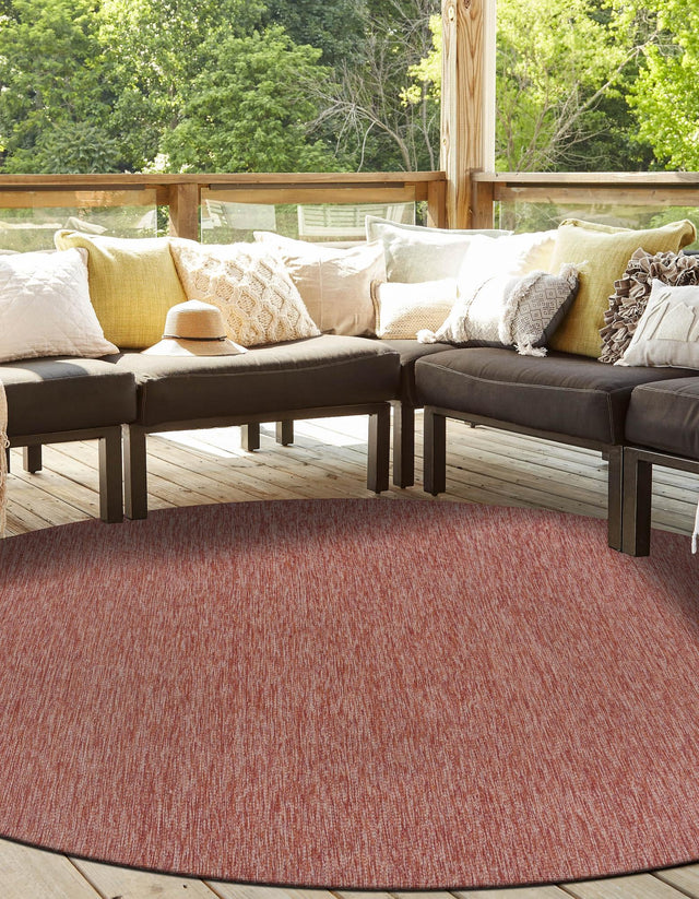 Rust Red 13' 1 x 13' 1 Outdoor Solid Round Area Rug Weather Resistant for Patio, Deck, Terrace, Balcony, Porch 100% Polypropylene Minimalist Waterproof Carpet for Sale at Rug Engine
