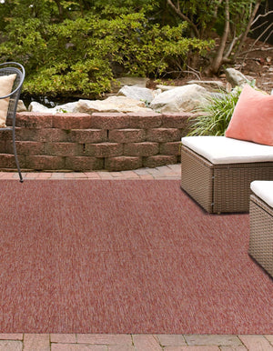 Rust Red 10' 8 x 10' 8 Outdoor Solid Square Area Rug Weather Resistant for Patio, Deck, Terrace, Balcony, Porch 100% Polypropylene Minimalist Waterproof Carpet for Sale at Rug Engine