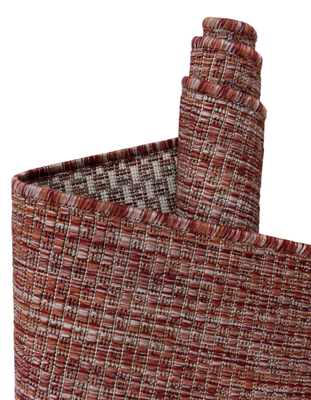 Rust Red 10' 8 x 10' 8 Outdoor Solid Square Area Rug Weather Resistant for Patio, Deck, Terrace, Balcony, Porch 100% Polypropylene Minimalist Waterproof Carpet for Sale at Rug Engine