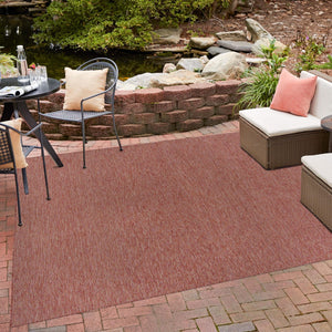Rust Red 10' 8 x 10' 8 Outdoor Solid Square Area Rug Weather Resistant for Patio, Deck, Terrace, Balcony, Porch 100% Polypropylene Minimalist Waterproof Carpet for Sale at Rug Engine