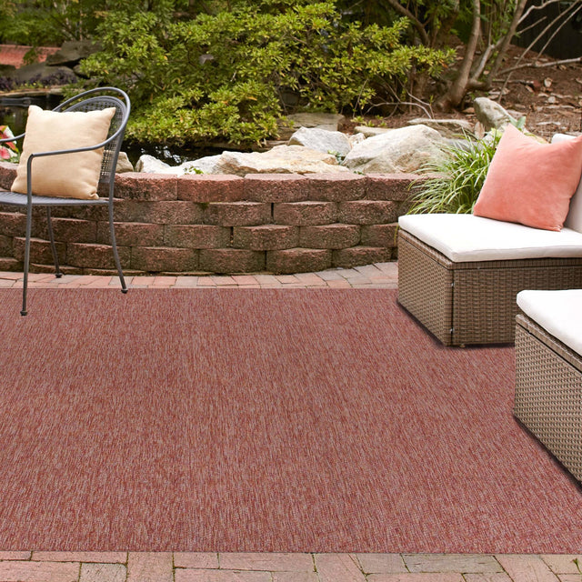 Rust Red 10' 8 x 10' 8 Outdoor Solid Square Area Rug Weather Resistant for Patio, Deck, Terrace, Balcony, Porch 100% Polypropylene Minimalist Waterproof Carpet for Sale at Rug Engine