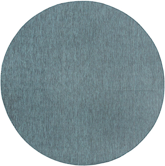 Teal 11' x 11' Outdoor Solid Round Area Rug Weather Resistant for Patio, Deck, Terrace, Balcony, Porch 100% Polypropylene Minimalist Waterproof Carpet for Sale at Rug Engine