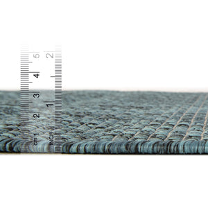 Teal 6' 1 x 6' 1 Outdoor Solid Square Area Rug Weather Resistant for Patio, Deck, Terrace, Balcony, Porch 100% Polypropylene Minimalist Waterproof Carpet for Sale at Rug Engine