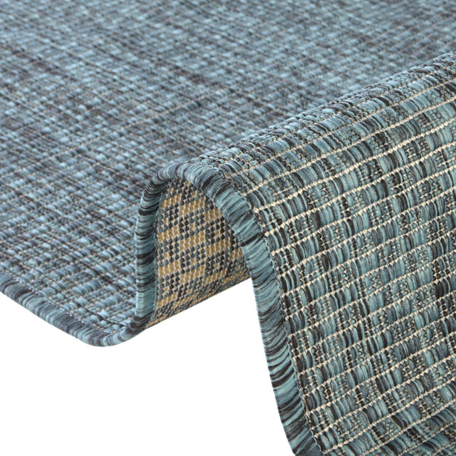 Teal 7' 10 x 7' 10 Outdoor Solid Square Area Rug Weather Resistant for Patio, Deck, Terrace, Balcony, Porch 100% Polypropylene Minimalist Waterproof Carpet for Sale at Rug Engine