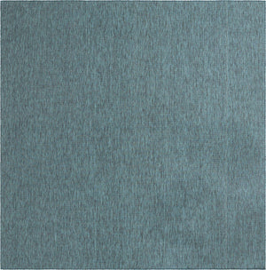 Teal 13' 1 x 13' 1 Outdoor Solid Square Area Rug Weather Resistant for Patio, Deck, Terrace, Balcony, Porch 100% Polypropylene Minimalist Waterproof Carpet for Sale at Rug Engine